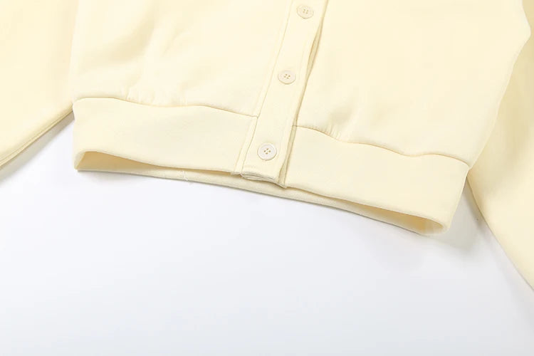 Sporty Casual Tracksuits 2 Piece Set V-Neck Single Breasted Jacket+Drawstring Pants Matching Simple Streetwear Outfits