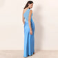 Satin Patchwork One Shoulder Backless Maxi Dress Elegant Evening Dresses Woman Party Outfits Summer