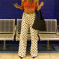 Vintage American Polka Dot High Waisted Wide Leg Jeans for Women Retro Straight Leg Denim Pants Casual Streetwear