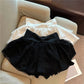 Balletcore Sweet Lace Layered Skort Ladies Large Bow Waist Ruffled Mini Skirt Built In Shorts Y2K Kawaii Going Out Skirt