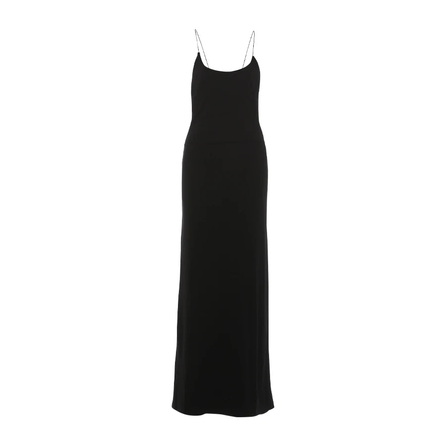 Sexy Cross Backless Dress Women Trend Metal Cube Sleeveless Low-Neck Coquette Midnight Party Club Stretch Vestidos