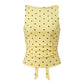 Women's Y2K Polka Dot Sleeveless Tank Top Boat Neck Ruched Side Back Tie Knot Cropped Blouse Casual Summer Streetwear
