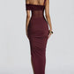 One Shoulder Backless Sexy Maxi Dress Women Elegant Strapless Sleeveless Thigh High Split Club Party Long Dress Female
