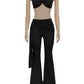 Sexy Chic 2 Piece Set Women Summer Halter Backless Knot Camisole+Metal Ruched Ribbon Flare Pants Matching Outfits
