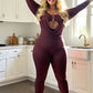 Sexy Jumpsuits Women Metal Decoration Swing Collar Long Sleeve Slim Peach Hip Midnight Street Clubwear Party Overalls