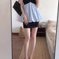 Patchwork Dress Women Halter Sleeveless Backless Folds Sweet Style Summer New Trend Street Commute Daily Mini Bodycon