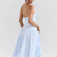 Deep V Neck Halter Sexy Madi Dress Women Fashion Sleeveless Backless A-line Loose Pleated Evening Long Dress Elegant