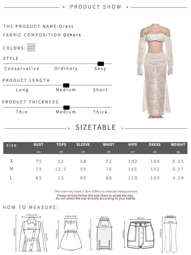 Mesh Patchwork 2 Piece Set Women Sexy Slash Neck Flared Sleeve Crop Tops+A-Line Long Skirts Beach Party Elegant Suits