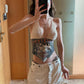 Fashion Knit Patchwork Vest Women Art Print v-Neck Halter Bandage Backless Hottie Midnight Music Festival Summer Clubwear