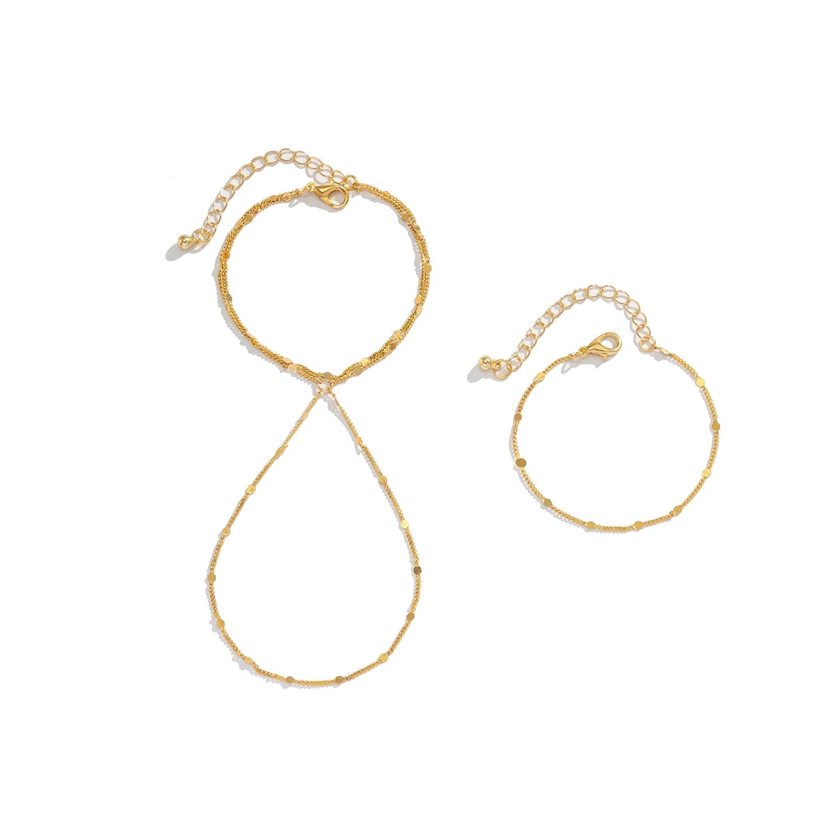 Multilayer Vintage Connected Finger Ring Bracelets for Women Simple Ball Beads Link Chains Hand Harness Bangles Party Jewelry