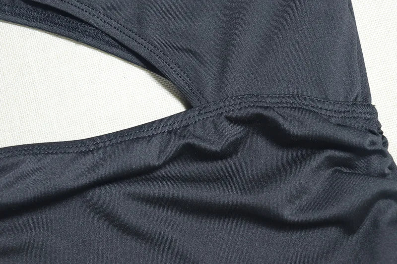 Sexy Hollow Waistless  Dress Women Halter Turtleneck Backless Sleeveless Ruffles Tassel Hottie Hipster Mini Bodycon