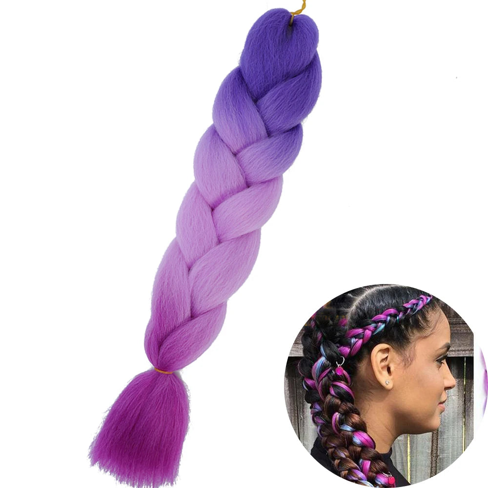 Synthetic Jumbo Braiding Hair Extension 24 Inch Heat Resistant Fiber In Bulk Ombre Jumbo Braids Hair For Black Women