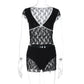 Sexy Women Lingerie Set Patchwork Lace V Neck Short Sleeve Crop Tops Sheer Mini Shorts 2 Piece Pajama Outfits
