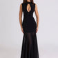 Hollow Out Sleeveless Sexy Maxi Dress Women Gown Elegant Half High Collar High Waist Bodycon Club Party Long Dresses