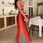 Women Summer Striped Tie-dye Color Twisted Texture Hollow Out Backless Strapless A-line Tube Long Dress Party Clubwear