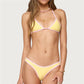 Women 2 Pieces Bikini Swimsuits Patchwork Tie-Up Halter Neck Sleeveless Bra Thong Bottoms Beach Bathing Suit Set