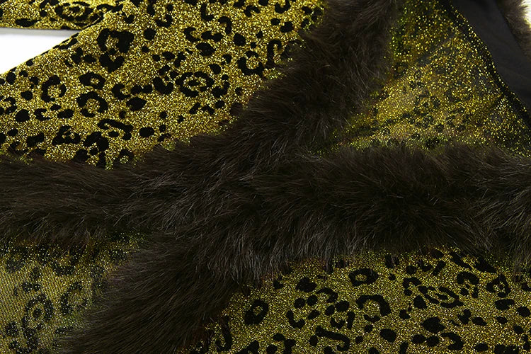 Wild Leopard Print 2Piece Set Woman Autumn Trend Furry Patchwork Full Sleeve Tops+Skinny Mini Skirts Street Style Outfits