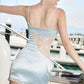 Bow Decoration Mini Dress Women Lace Patchwork Satin Low-Neck Skinny Sweet Summer Trend Elegant Chic Mini Bodycon