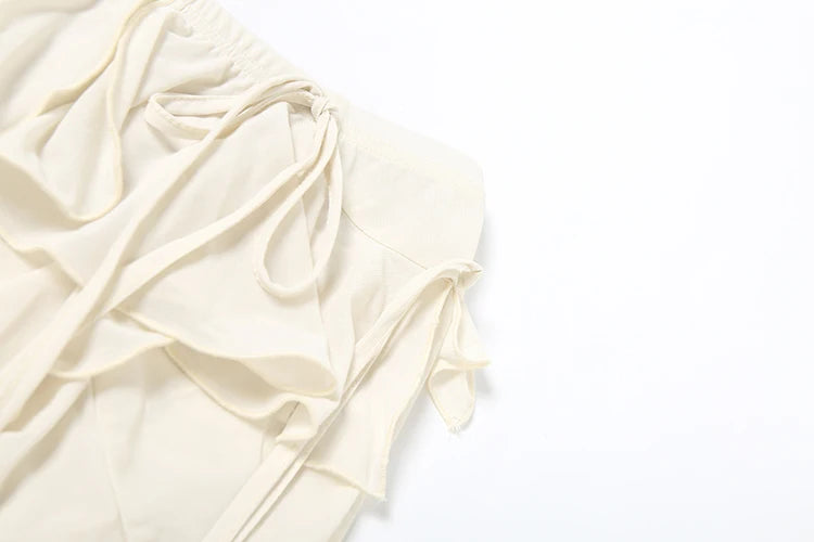 Summer Irregular Tierred Flare Pants Women Y2K Patchwork See Through Hipster Wild Basic Street Trend Classic Trousers