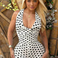 Wild Trend Romper Women Fashion Swing Collar Sexy Hottie Backless Polka Dot Print Halter Midnight Party Street Clubwear