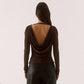 Off The Shoulder Tops with Cowl Neck Sheer Mesh Long Sleeves Shirts for Woman Fashion 2026 Fall Clothing