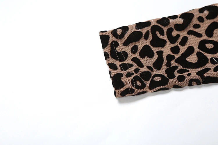 Sexy Leopard Mesh Jumpsuit Women Sexy Hipster Zip Stretch Midnight Workout Clubwear Autumn Fitness Street Overalls