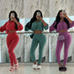 Basic Women 2 Piece Set Classic Solid Long Sleeve Drawstring Zip-up Coats+Slim Pants Female Autumn Casual Sporty Outfits