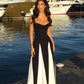 Black Patchwork Elegant Fit and Flared Dresses Woman Clothing Sleeveless Long Maxi Dress Party Evening Gown