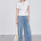 High Waist Wide Leg Jeans for Women, Casual Loose Fit Denim Pants with Elastic Waist, Lightweight Washed Trousers