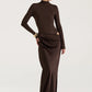 Autumn Long Sleeve Sexy Maxi Dress Women Fashion Hollow Out Turtleneck Ruched Bodycon Club Party Long Dresses Female