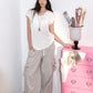 Minimalist Cute Lace Solid Flutter Sleeve Design Tshirt For Women