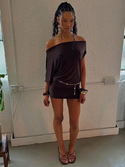 Asymmetrical Off Shoulder Mini Dresses Woman Clothes Fashion Sexy Summer Dress