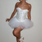 Women Angel Cosplay Outfit Strapless Sweetheart Jacquard Corset Tulle Tutu Dress Lace Up Bustier Party Costume