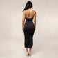 Hardwear Detail Hollow Out Backless Halter Long Dresses for Woman Clothing Sexy Black Dress Club Outfits