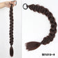 24inches Synthetic Long Braided Ponytail Hair Extensions for Women Black Brown Pony Tail with Hair Rope High Temperature Fiber