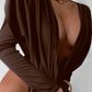 Sexy Classic Bodysuit Women Swing Collar Deep V-Neck Full Sleeve Hottie Wild Elegant Stretch Skinny Street Clubwear