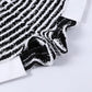 Black and White Striped Knitted Drawstring Slit Booty Shorts Streetwear Baddie Clothes Hot Pants Sexy Clubwear