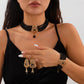 Goth Multilayer Crystal Chain Necklace Bracelet Drop Earrings for Women Temperament Jewelry Set Halloween Accessories