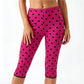 Vintage Polka Dot Cropped Leggings High Waist Lace Trim Hem Calf Pants Women Daily Loungewear Sleepwear Casual Bottoms