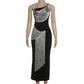 One Shoulder Backless Fringed Long Dresses Black Gowns Elegant Sexy Woman Birthday Dresses