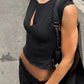V Neck Sleeveless T Shirts Black White Crop Tops Woman Summer Clothes Fashion 2026