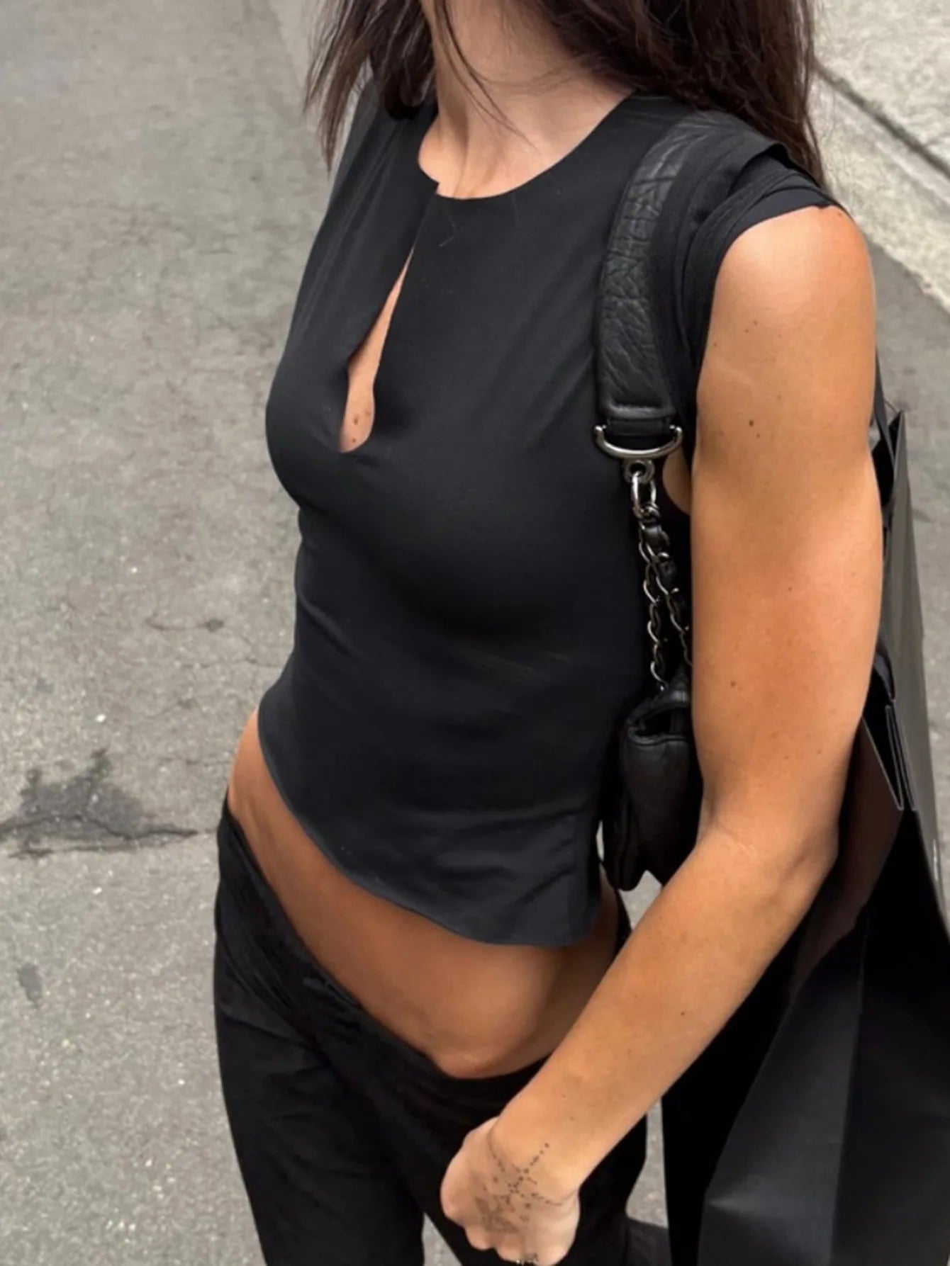V Neck Sleeveless T Shirts Black White Crop Tops Woman Summer Clothes Fashion 2026