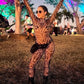 Sexy Striped Print Jumpsuits Women Wild Style Turtleneck Full Sleeve Midnight Party Club Stretch Streetwear Overalls