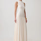 Women Sleeveless High Neck Sexy Maxi Dress Pleated Long Dress Elegant Drop Waist Club Party Evening Long Dresses