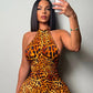 Backless Romper Women Halter Bandage Leopard Print Fit Tight Stretch Summer Sexy Hipster Activity Workout Playsuits