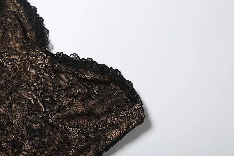 Sexy Black Lace Maxi Dresses Elegant Woman for Party Dress Suits Long Sleeve Cardigan 2 Piece Set