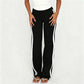 Women Side White Striped Flare Sweatpants Fold Over Waist Slim Bootcut Y2K Casual Streetwear Sports Trousers