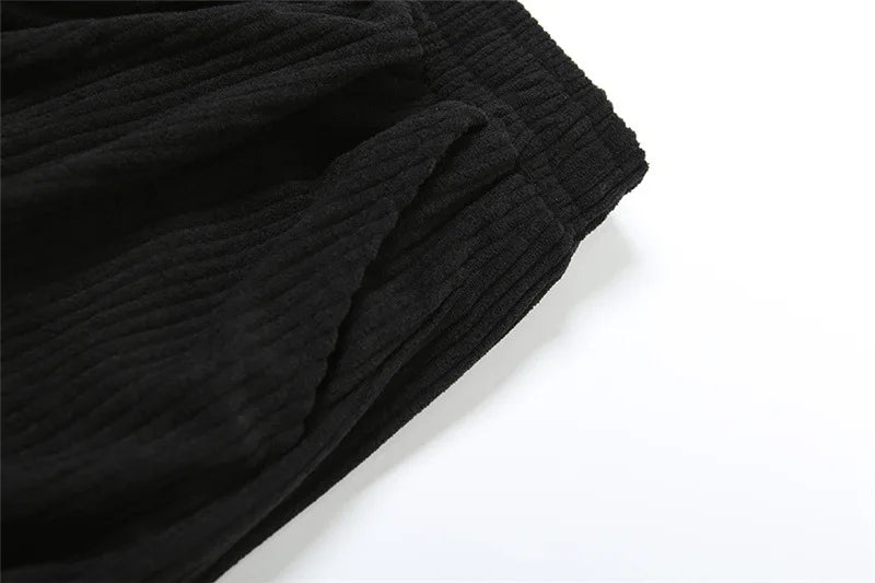 Corduroy Street Wear Pants Elastic High Waisted Wide Leg Trousers Womens Clothing Baggy Winter Sweatpants