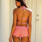 2-Piece Crochet Knit Halter Top and Shorts Set Women Chevron Stripe Open Back Tie Backless Summer Vacation Beachwear