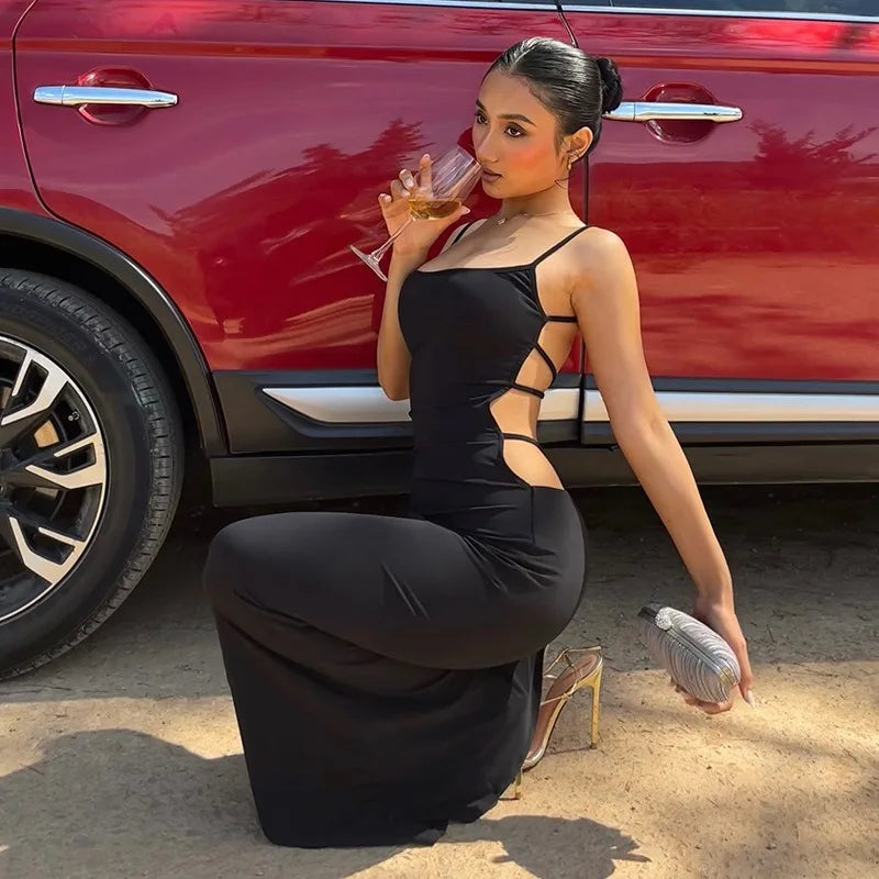 Black Backless Maxi Dress with Faux-fur Collar Long Sleeve Mesh Shrug 2 Piece Set Sexy Autumn Dresses 2026